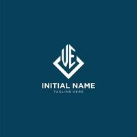 Initial VE logo square rhombus with lines, modern and elegant logo design vector