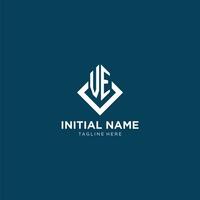 Initial VE logo square rhombus with lines, modern and elegant logo design vector