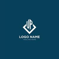 Initial VP logo square rhombus with lines, modern and elegant logo design vector