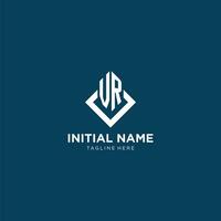 Initial VR logo square rhombus with lines, modern and elegant logo design vector