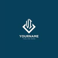 Initial VI logo square rhombus with lines, modern and elegant logo design vector