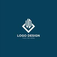 inicial vo logo cuadrado rombo con líneas, moderno y elegante logo diseño vector