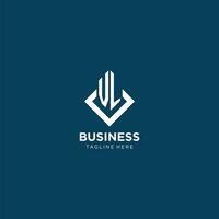 Initial VL logo square rhombus with lines, modern and elegant logo design vector
