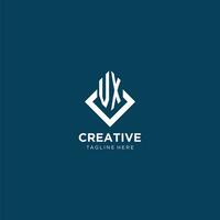 Initial VX logo square rhombus with lines, modern and elegant logo design vector