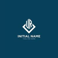 Initial UR logo square rhombus with lines, modern and elegant logo design vector