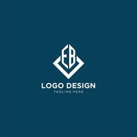 Initial EB logo square rhombus with lines, modern and elegant logo design vector