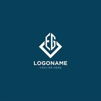Initial EG logo square rhombus with lines, modern and elegant logo design vector