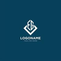 Initial EG logo square rhombus with lines, modern and elegant logo design vector