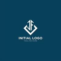 Initial JF logo square rhombus with lines, modern and elegant logo design vector