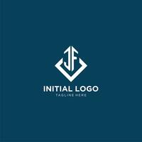 inicial jf logo cuadrado rombo con líneas, moderno y elegante logo diseño vector