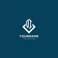 Initial QI logo square rhombus with lines, modern and elegant logo design vector