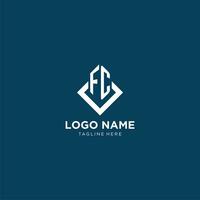 Initial FC logo square rhombus with lines, modern and elegant logo design vector