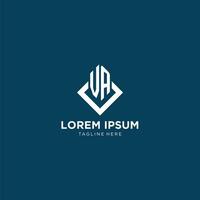 Initial VA logo square rhombus with lines, modern and elegant logo design vector