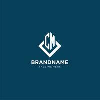 Initial CM logo square rhombus with lines, modern and elegant logo design vector