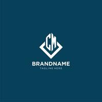 Initial CM logo square rhombus with lines, modern and elegant logo design vector