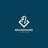 Initial PZ logo square rhombus with lines, modern and elegant logo design vector