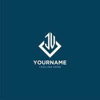 Initial JV logo square rhombus with lines, modern and elegant logo design vector