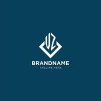 Initial VZ logo square rhombus with lines, modern and elegant logo design vector