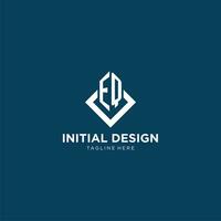 Initial EQ logo square rhombus with lines, modern and elegant logo design vector