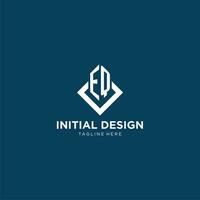 inicial eq logo cuadrado rombo con líneas, moderno y elegante logo diseño vector