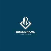 Initial MZ logo square rhombus with lines, modern and elegant logo design vector