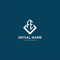 inicial fe logo cuadrado rombo con líneas, moderno y elegante logo diseño vector