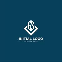 inicial gs logo cuadrado rombo con líneas, moderno y elegante logo diseño vector