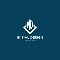 inicial mq logo cuadrado rombo con líneas, moderno y elegante logo diseño vector