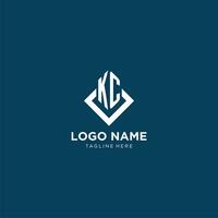 Initial KC logo square rhombus with lines, modern and elegant logo design vector