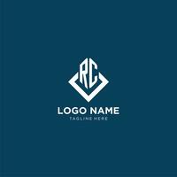 Initial RC logo square rhombus with lines, modern and elegant logo design vector