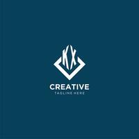 Initial KX logo square rhombus with lines, modern and elegant logo design vector