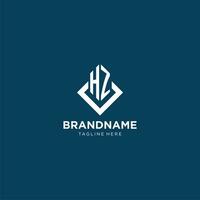Initial HZ logo square rhombus with lines, modern and elegant logo design vector