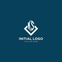 inicial Kansas logo cuadrado rombo con líneas, moderno y elegante logo diseño vector