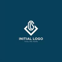 inicial ds logo cuadrado rombo con líneas, moderno y elegante logo diseño vector