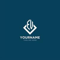 Initial EV logo square rhombus with lines, modern and elegant logo design vector