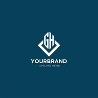 Initial GH logo square rhombus with lines, modern and elegant logo design vector