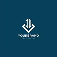 Initial JU logo square rhombus with lines, modern and elegant logo design vector