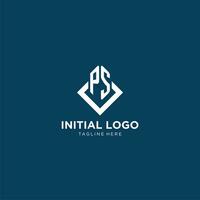 Initial PS logo square rhombus with lines, modern and elegant logo design vector