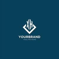 Initial XH logo square rhombus with lines, modern and elegant logo design vector