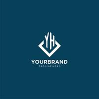 Initial YH logo square rhombus with lines, modern and elegant logo design vector