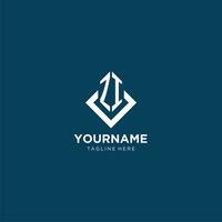Initial ZI logo square rhombus with lines, modern and elegant logo design vector