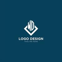 Initial WO logo square rhombus with lines, modern and elegant logo design vector