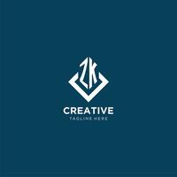Initial ZK logo square rhombus with lines, modern and elegant logo design vector