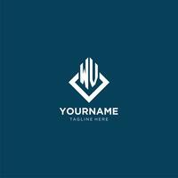 Initial WV logo square rhombus with lines, modern and elegant logo design vector