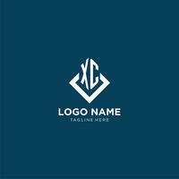 Initial XC logo square rhombus with lines, modern and elegant logo design vector