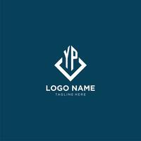 Initial YP logo square rhombus with lines, modern and elegant logo design vector