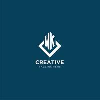 Initial WK logo square rhombus with lines, modern and elegant logo design vector