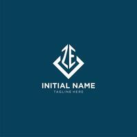 Initial ZE logo square rhombus with lines, modern and elegant logo design vector
