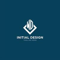 Initial WD logo square rhombus with lines, modern and elegant logo design vector