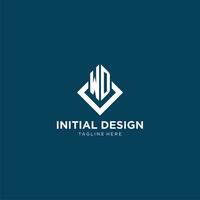 inicial wd logo cuadrado rombo con líneas, moderno y elegante logo diseño vector